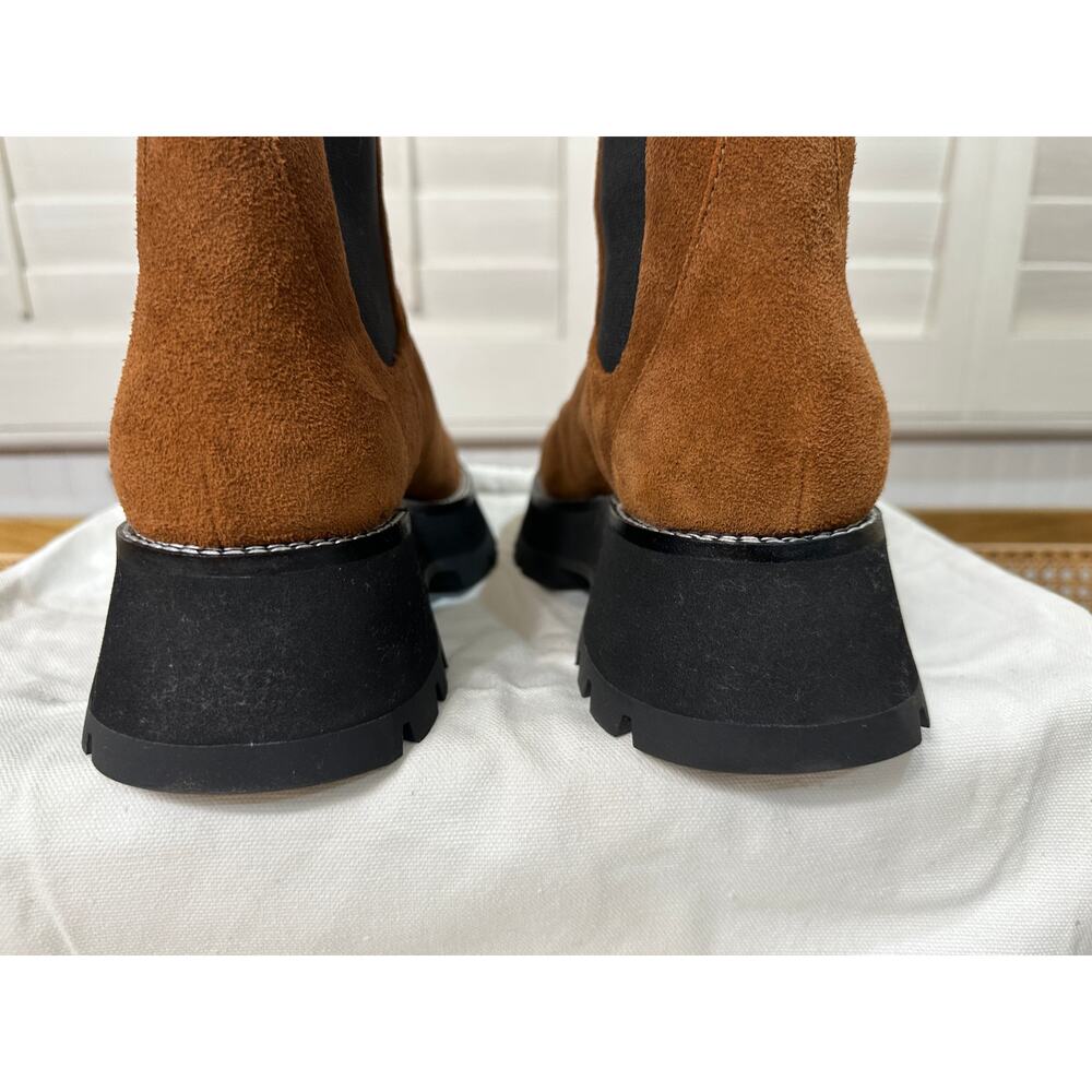 3.1 Phillip Lim Kate Lug Sole Mid Calf Combat Boot Saddle Brown Suede Sz. 10 NIB - Picture 12 of 15